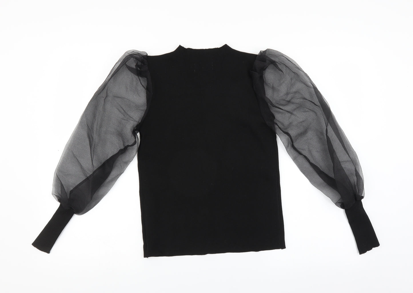 Boohoo Womens Black   Pullover Jumper Size L  - sheer sleeves