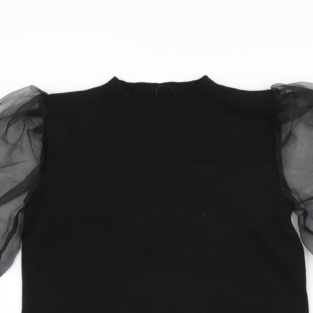 Boohoo Womens Black   Pullover Jumper Size L  - sheer sleeves