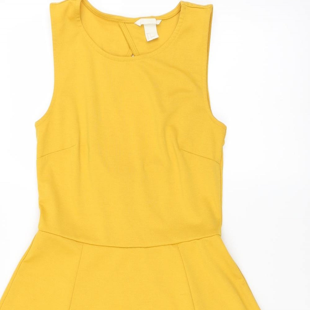 H&M Womens Yellow   Skater Dress  Size S