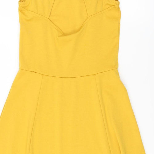 H&M Womens Yellow   Skater Dress  Size S