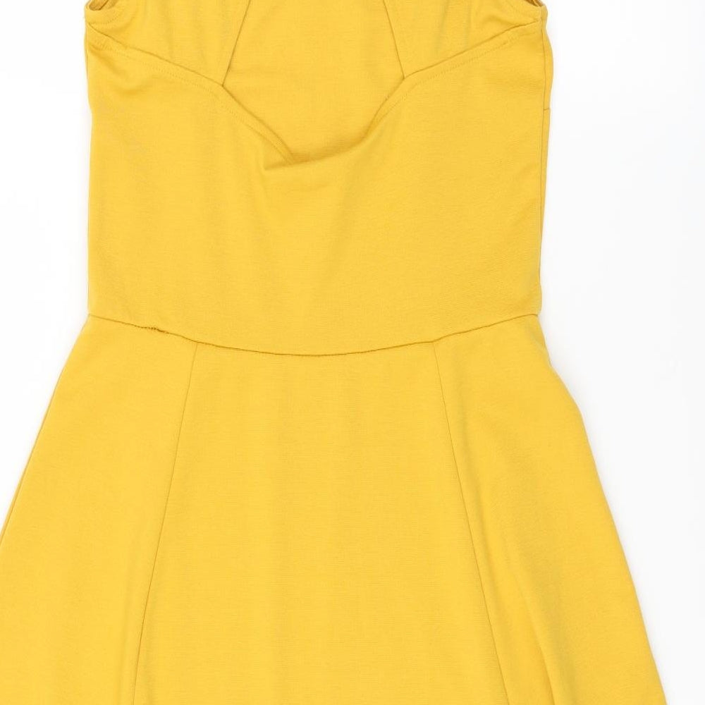 H&M Womens Yellow   Skater Dress  Size S