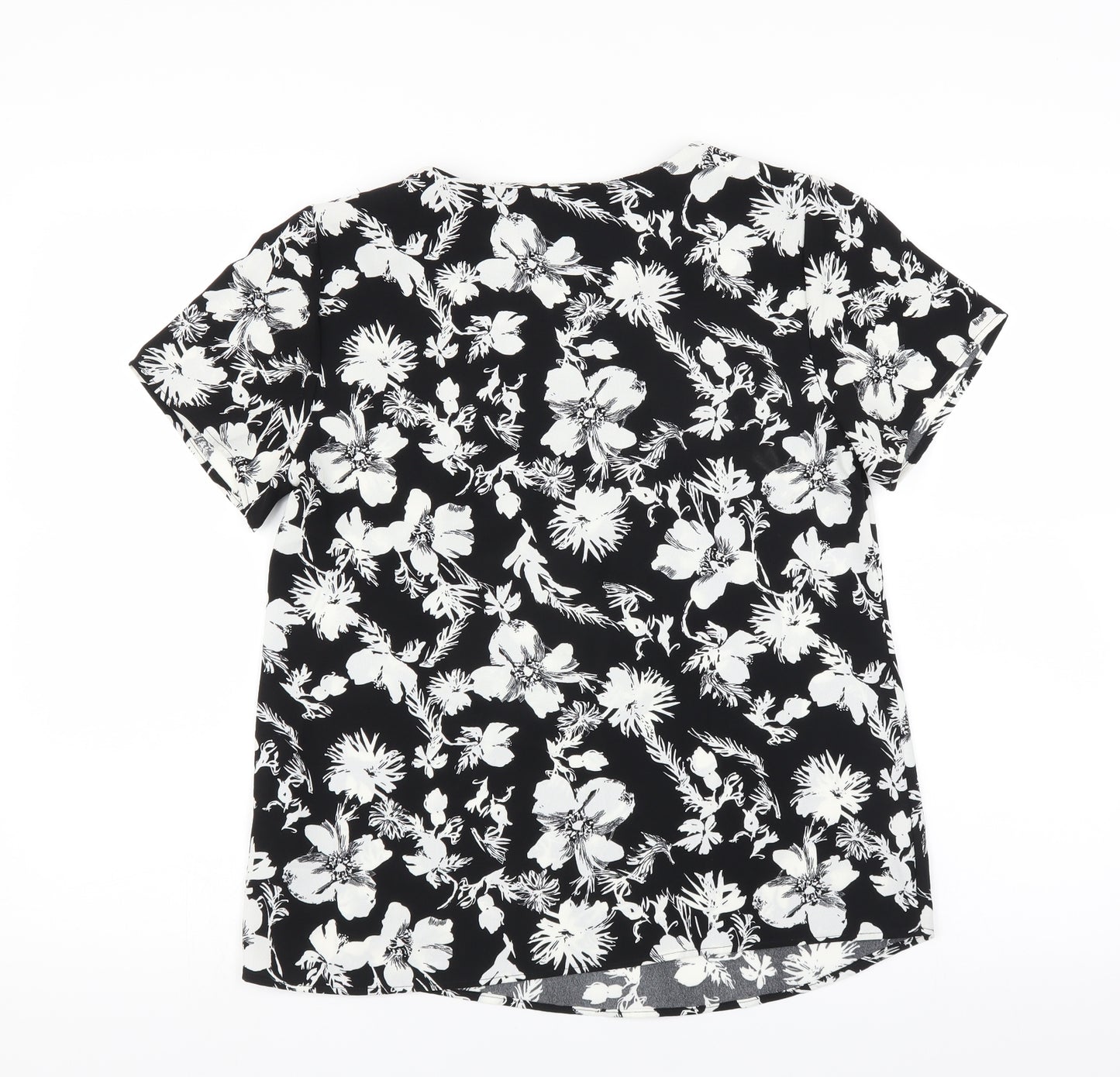 Le Bon Marché Womens Black Floral  Basic Blouse Size 10