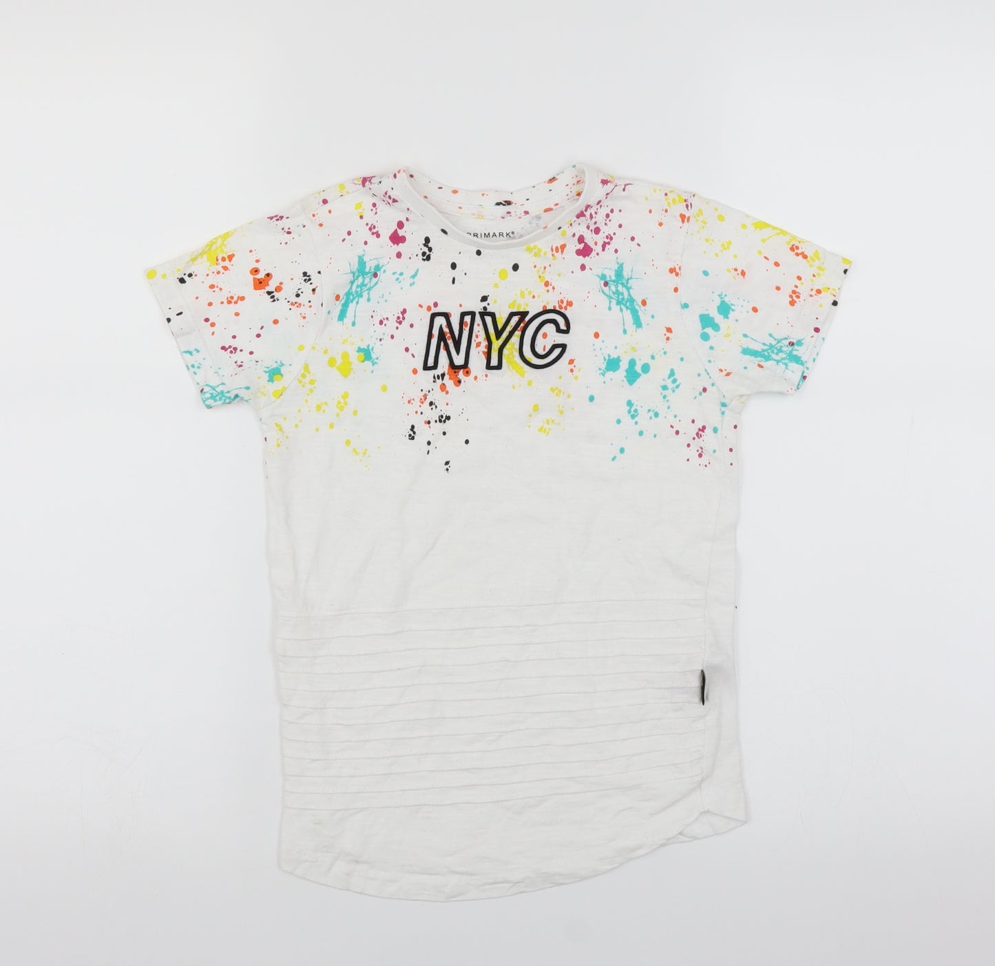 Primark Boys White   Basic T-Shirt Size 5-6 Years  - paint splat nyc