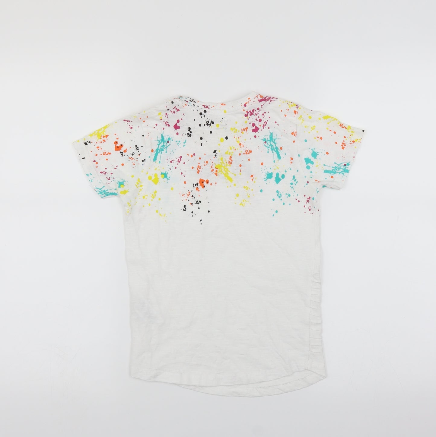Primark Boys White   Basic T-Shirt Size 5-6 Years  - paint splat nyc
