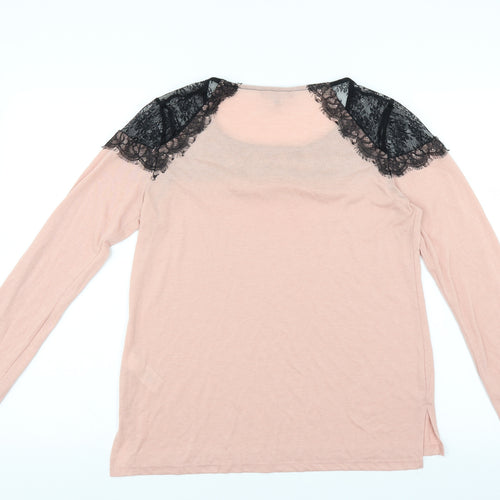 NEXT Womens Pink   Basic Blouse Size 10  - Lace Shoulders