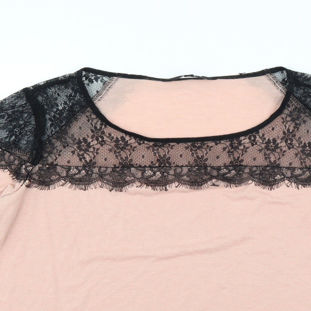NEXT Womens Pink   Basic Blouse Size 10  - Lace Shoulders