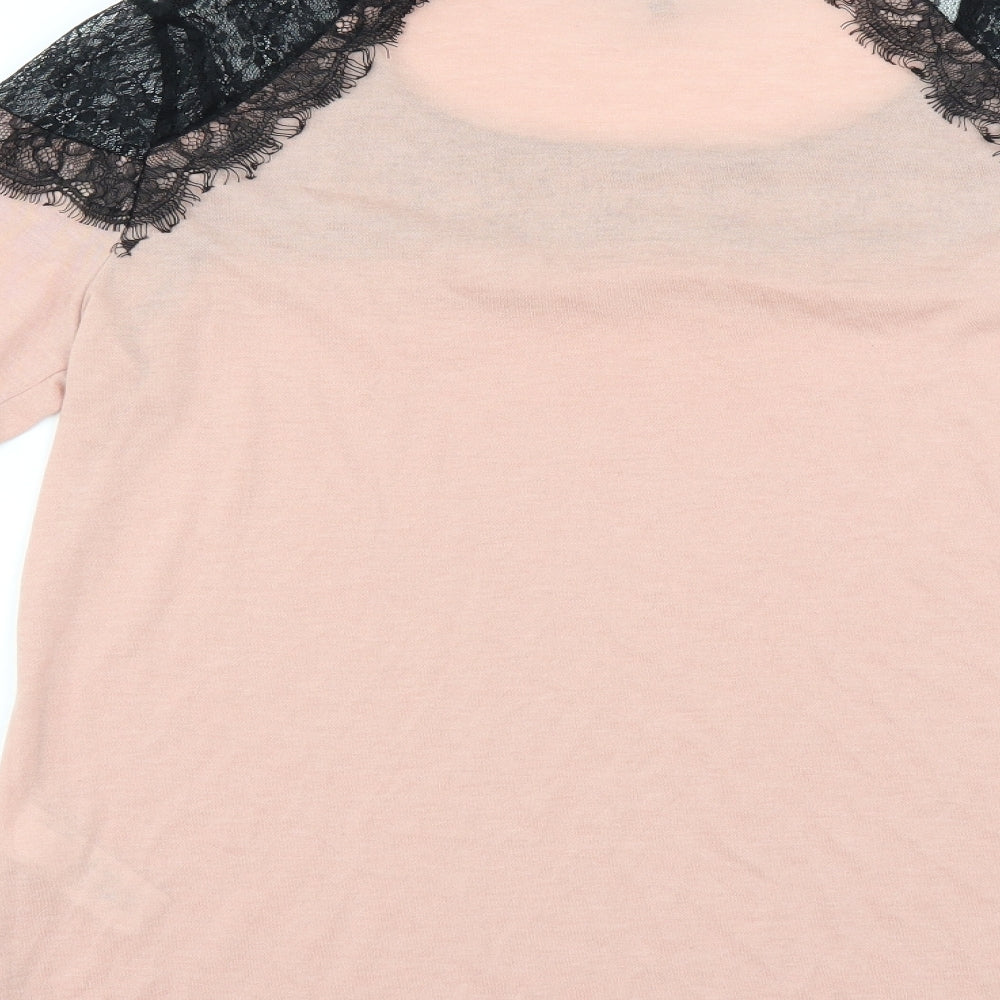 NEXT Womens Pink   Basic Blouse Size 10  - Lace Shoulders