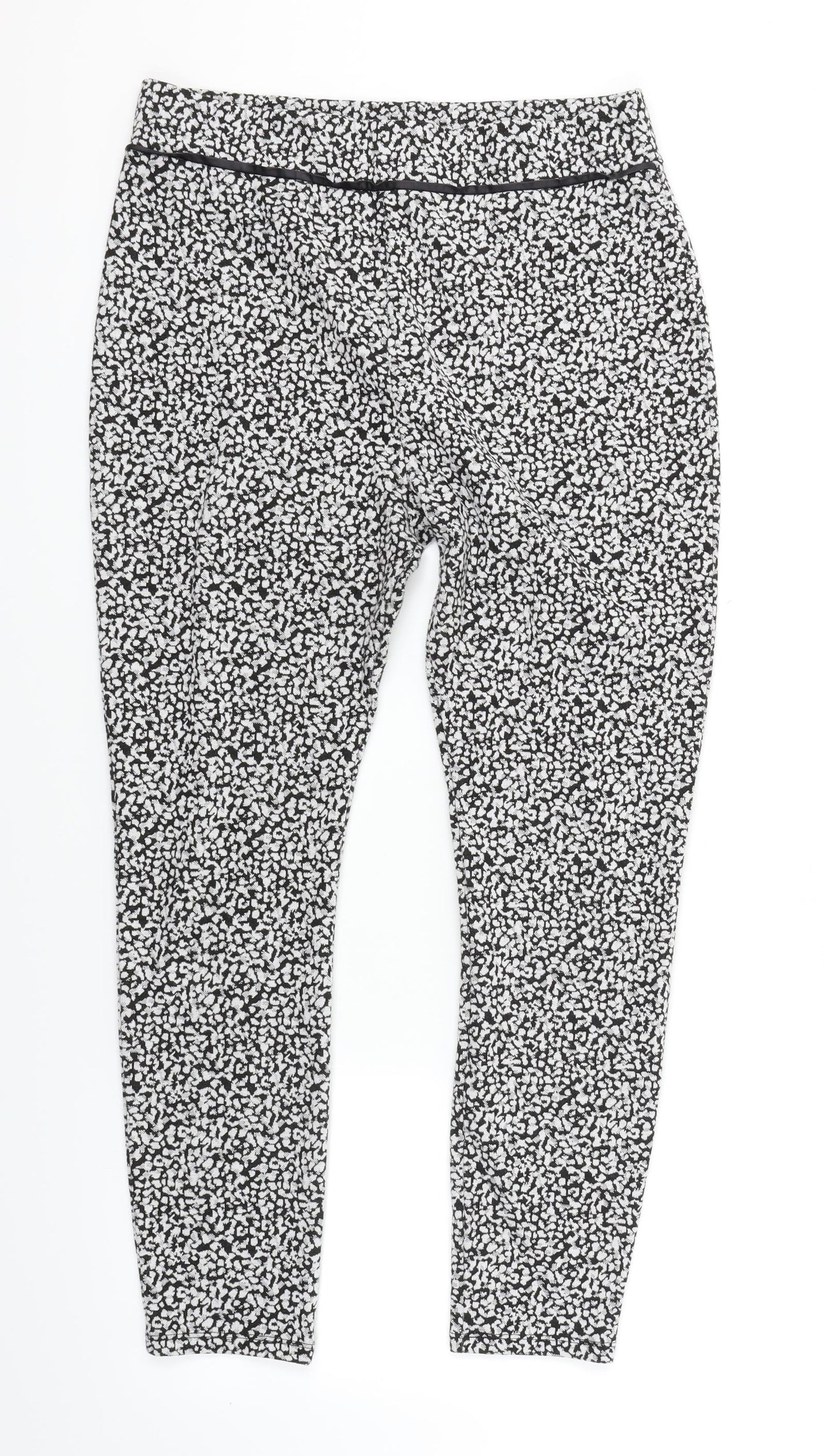 TU Womens Black Animal Print  Trousers  Size 14 L24 in
