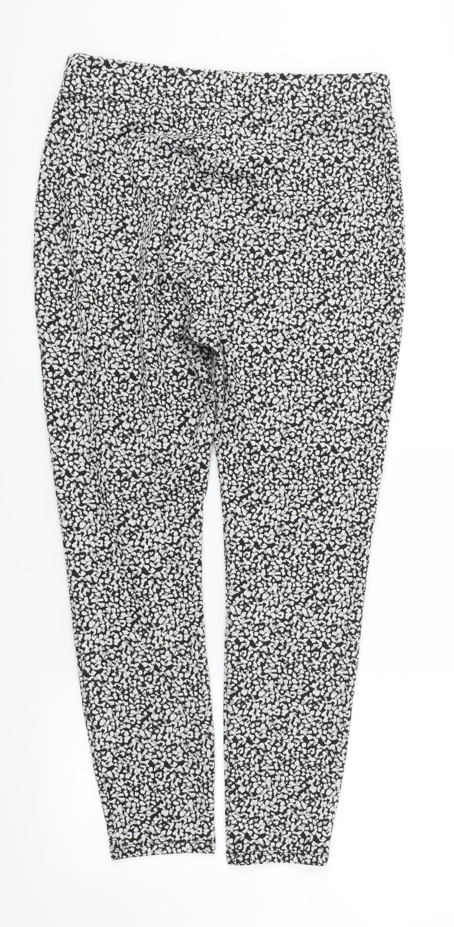 TU Womens Black Animal Print  Trousers  Size 14 L24 in