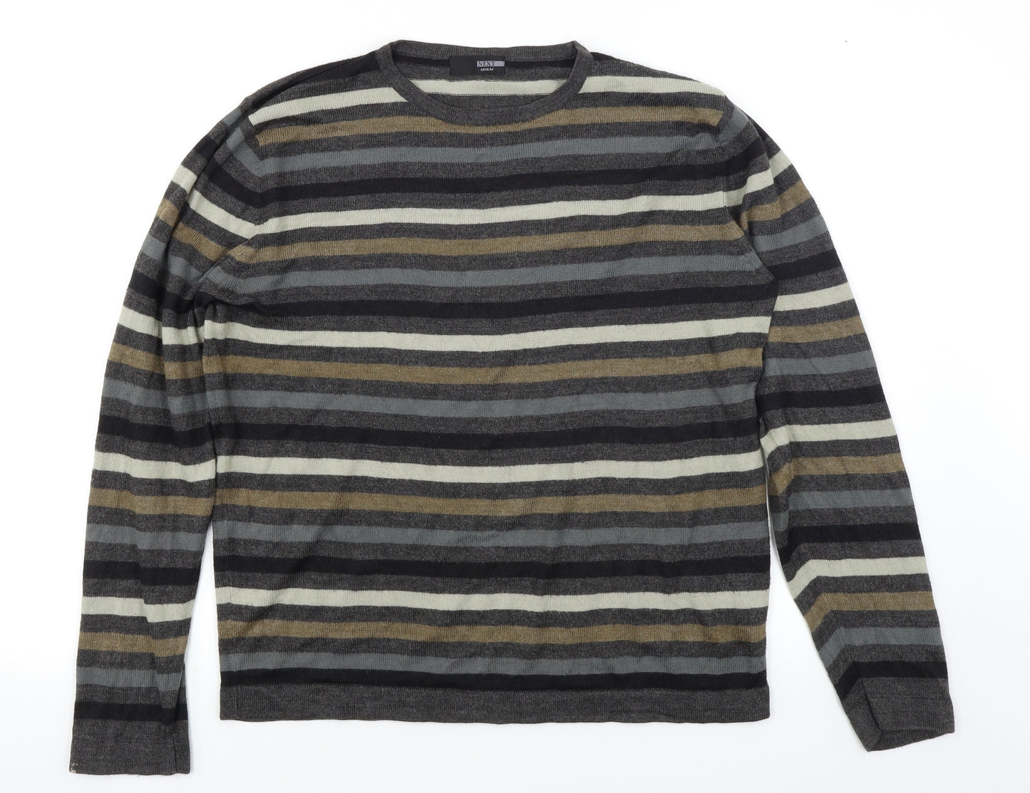 NEXT Mens Brown Striped Knit Pullover Jumper Size M