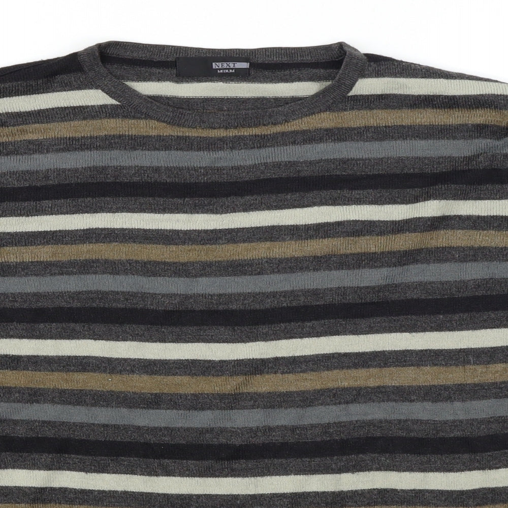 NEXT Mens Brown Striped Knit Pullover Jumper Size M
