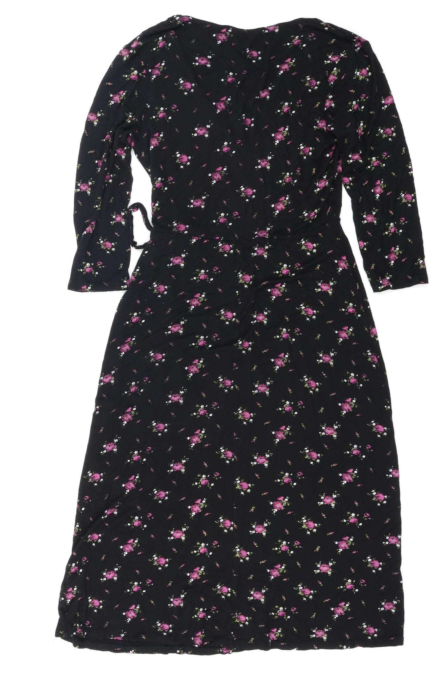 Miss Selfridge Womens Black Floral  Wrap Dress  Size 12