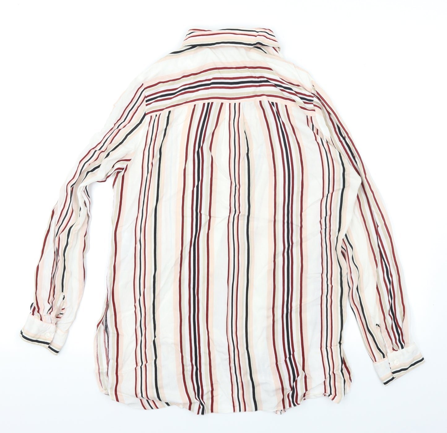 New Look Womens Red Striped  Basic Button-Up Size 10