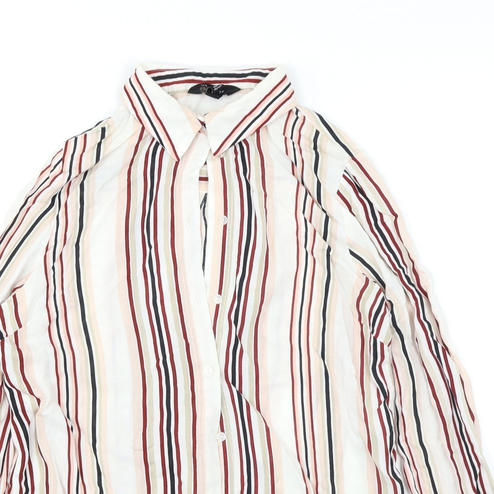 New Look Womens Red Striped  Basic Button-Up Size 10