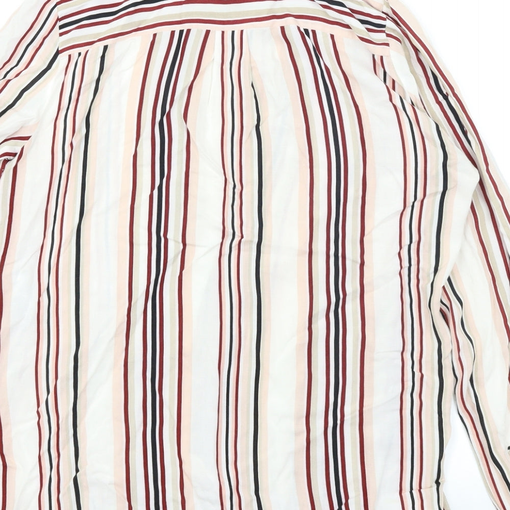 New Look Womens Red Striped  Basic Button-Up Size 10