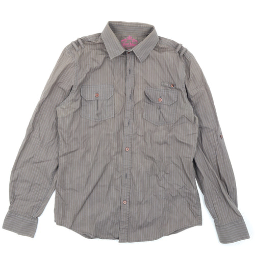 River Island Mens Brown Striped   Button-Up Size M