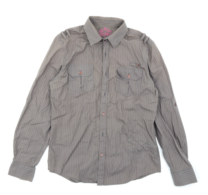 River Island Mens Brown Striped Button-Up Size M