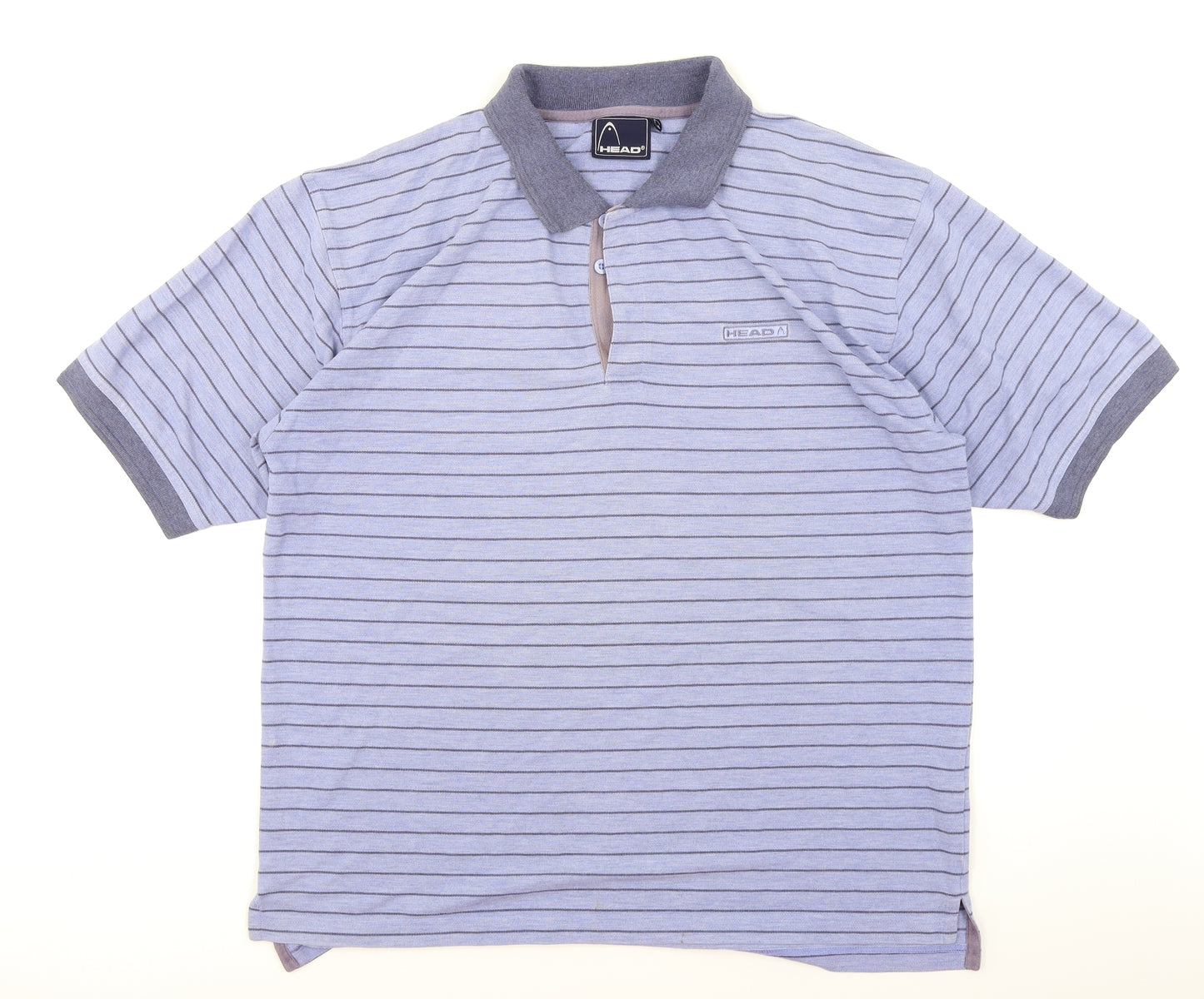 HEAD Mens Blue Striped   Polo Size XL