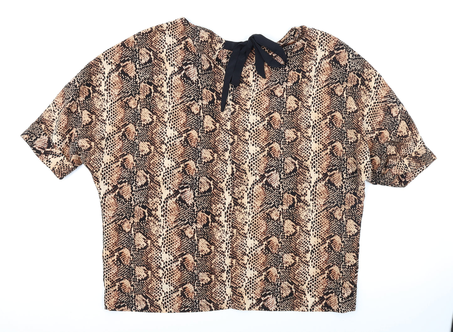 Primark Womens Brown Animal Print  Basic Blouse Size 14