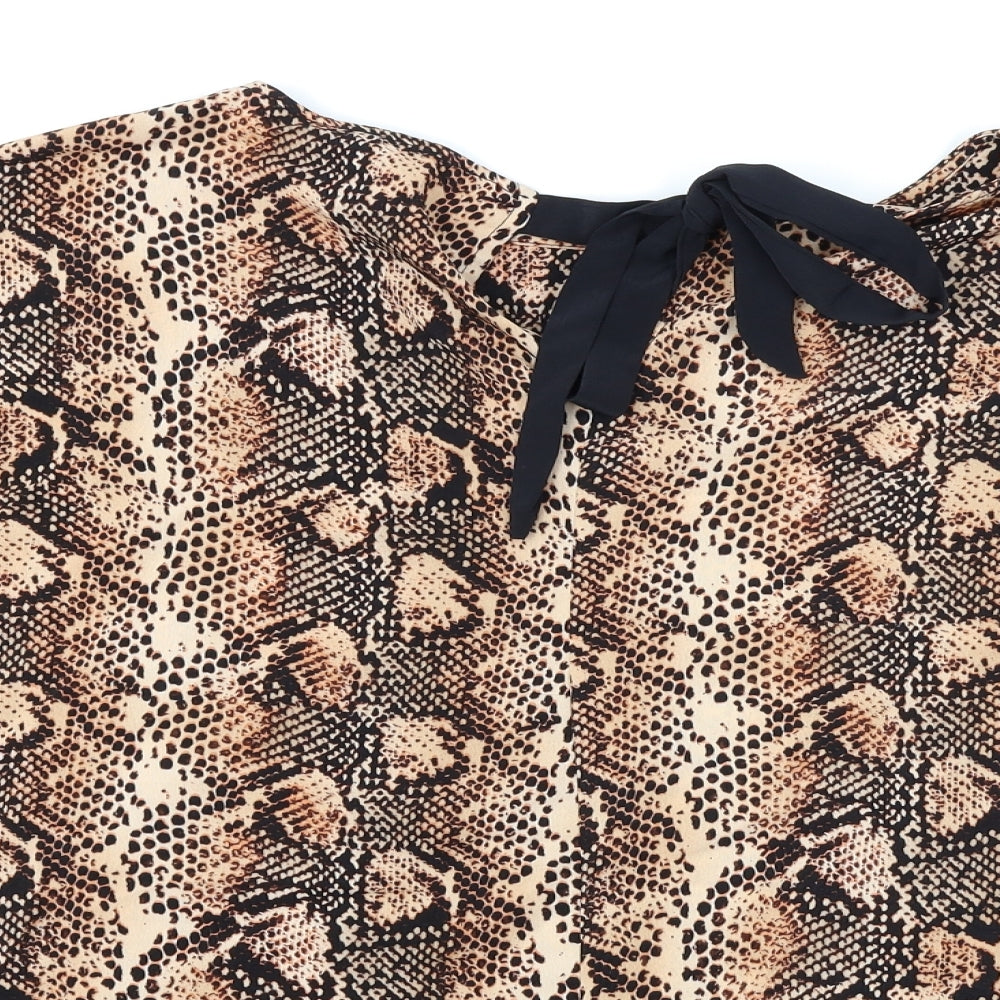 Primark Womens Brown Animal Print  Basic Blouse Size 14
