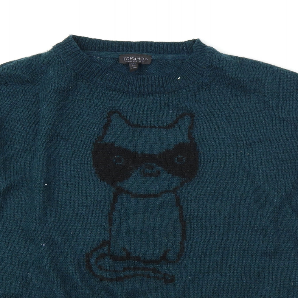Topshop Womens Green  Knit Pullover Jumper Size 12  - Cat