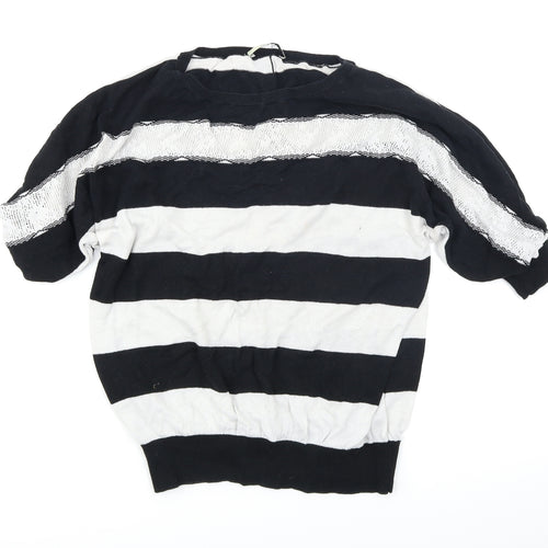 Oasis Womens Black Striped Knit Pullover Jumper Size S