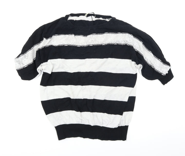 Oasis Womens Black Striped Knit Pullover Jumper Size S