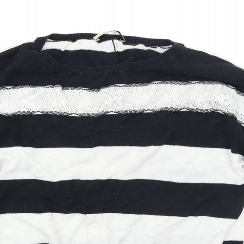 Oasis Womens Black Striped Knit Pullover Jumper Size S