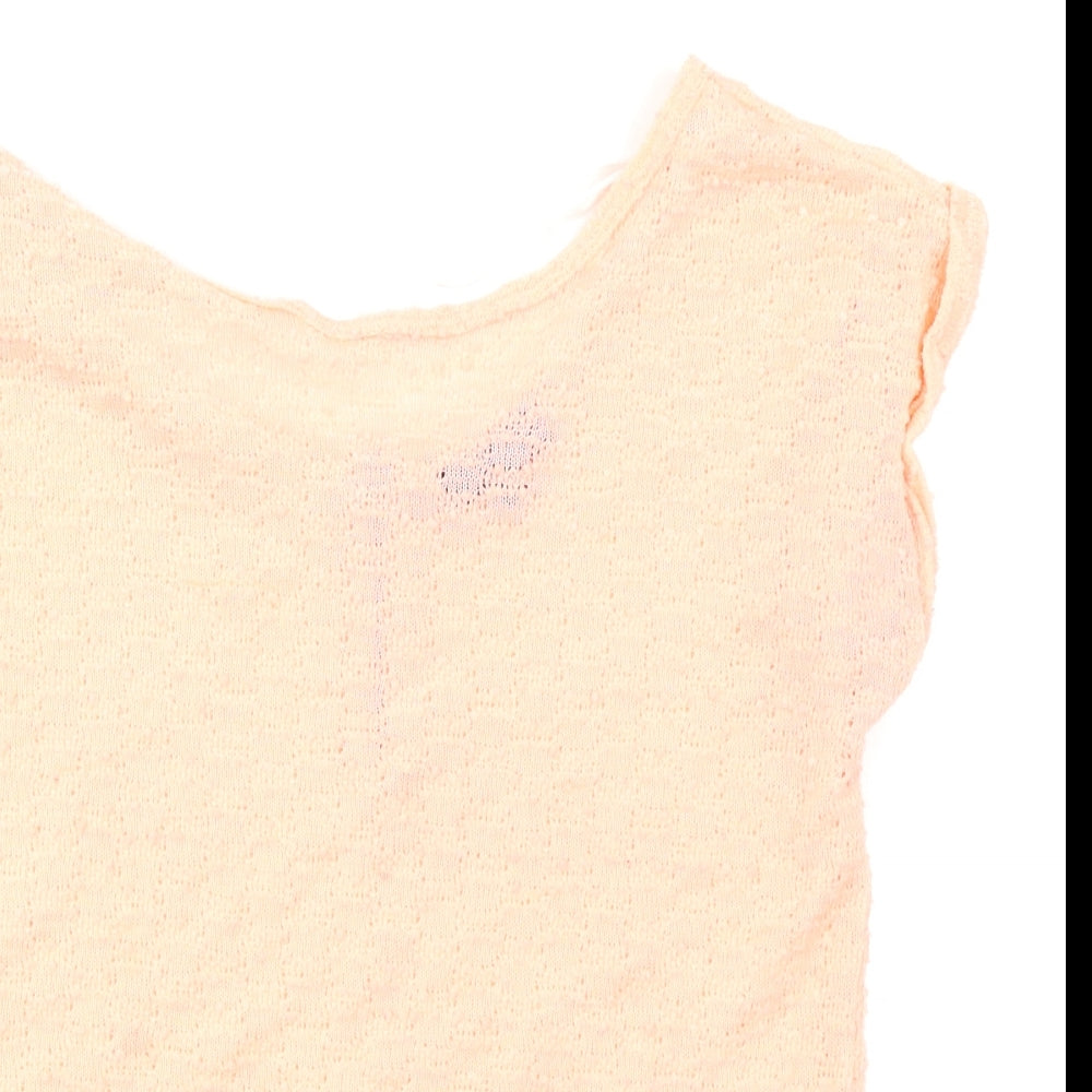 New Look Womens Orange  Knit Basic T-Shirt Size 10