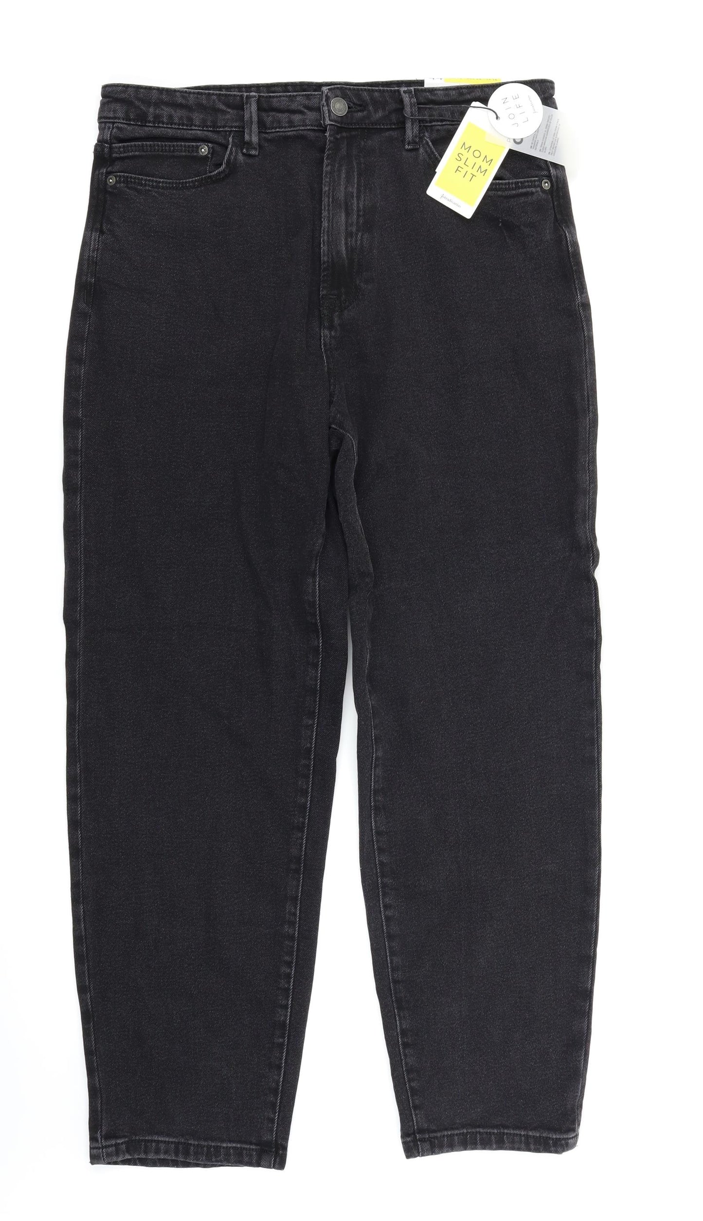 Stradivarius Womens Black  Denim Mom Jeans Size 16 L27 in