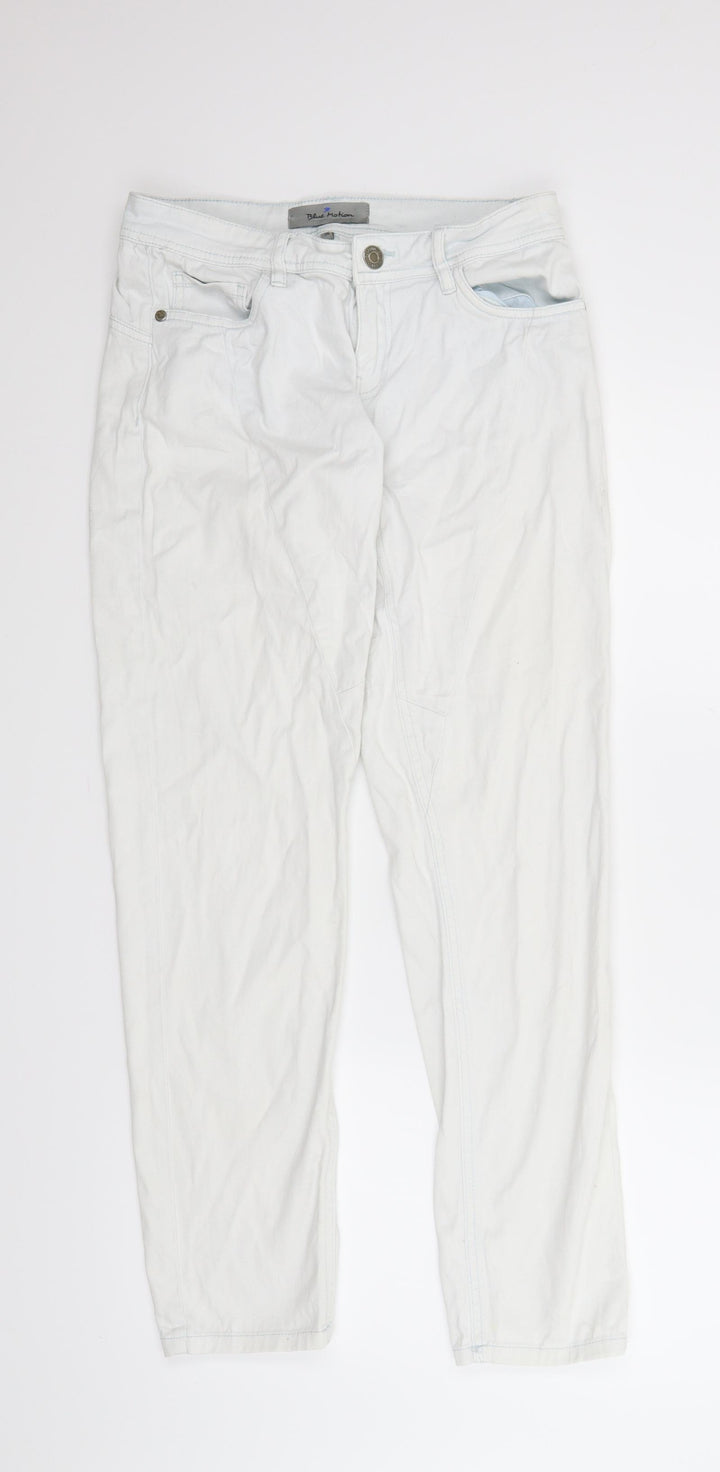 Blue Motion Womens White Denim Straight Jeans Size 8 L28 in