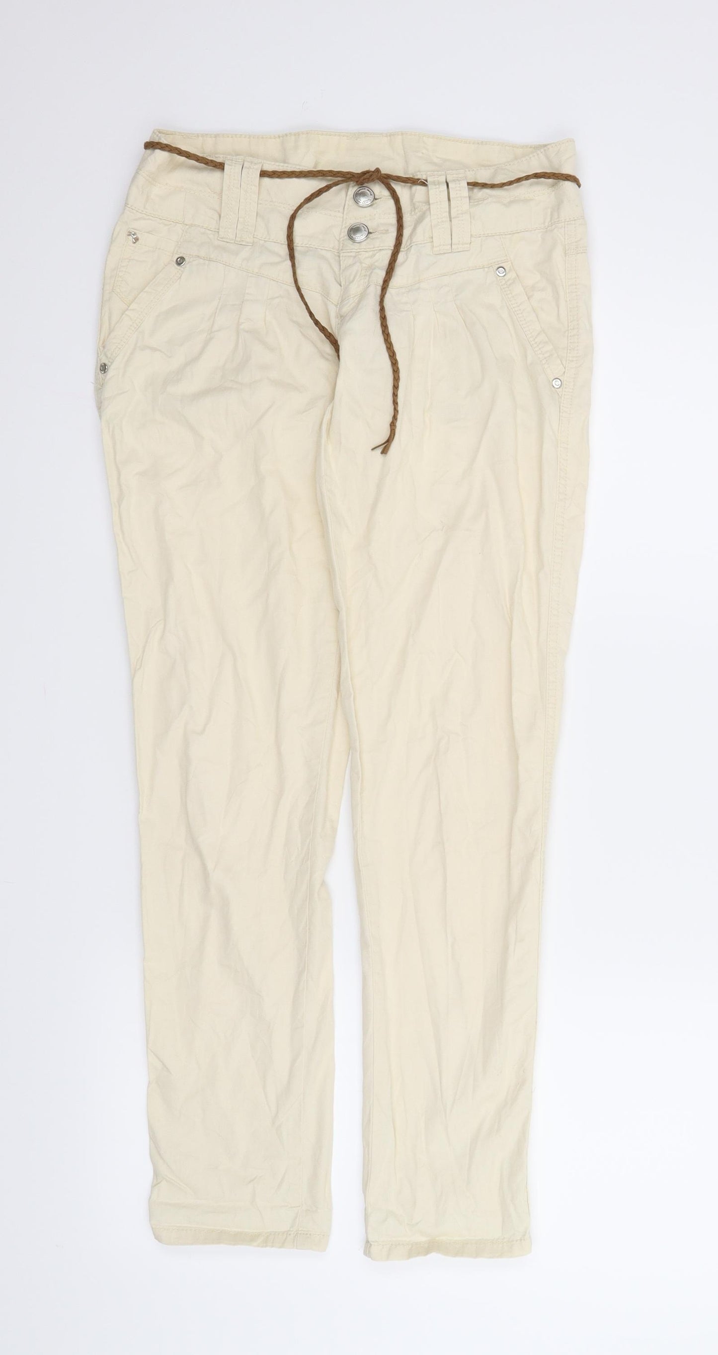 TALLY WEiJL Womens Beige   Carrot Trousers Size 6 L27.5 in - Belt included