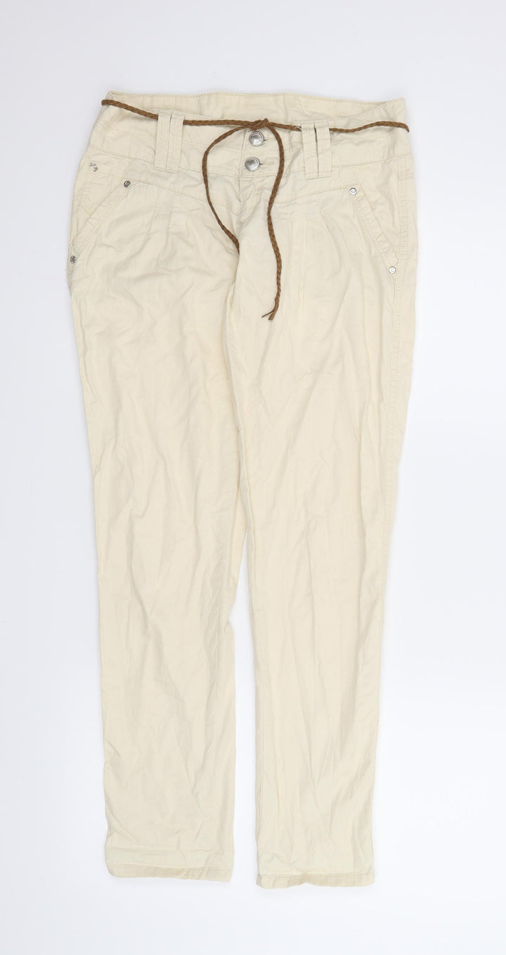 TALLY WEiJL Womens Beige Carrot Trousers Size 6 L27.5 in - Belt included