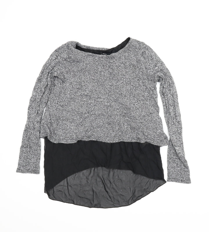 New Look Womens Grey Basic Blouse Size M - Split back