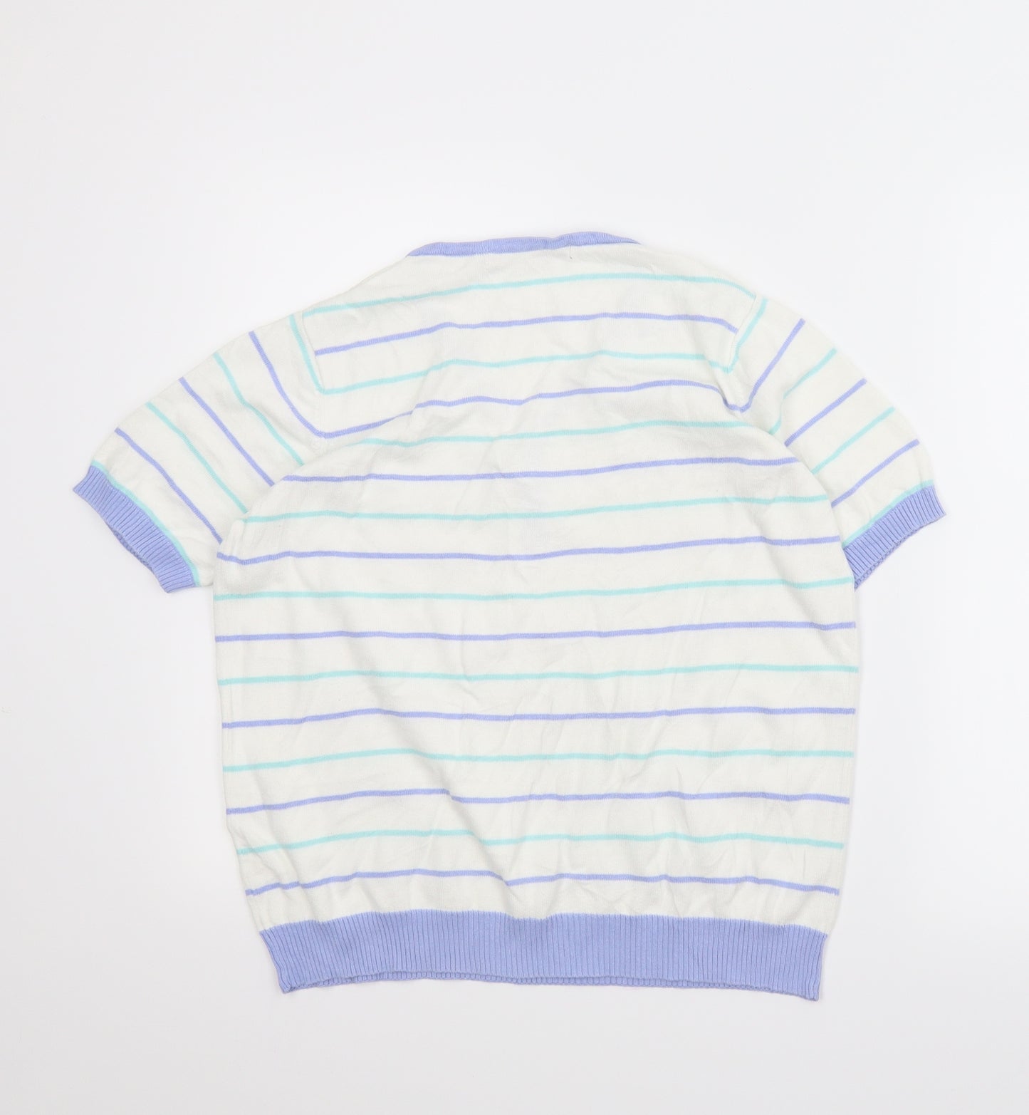 Isle Womens White Striped  Basic Blouse Size 14