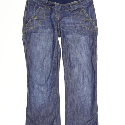 Happy Mums Womens Blue  Denim Flared Jeans Size S L28 in