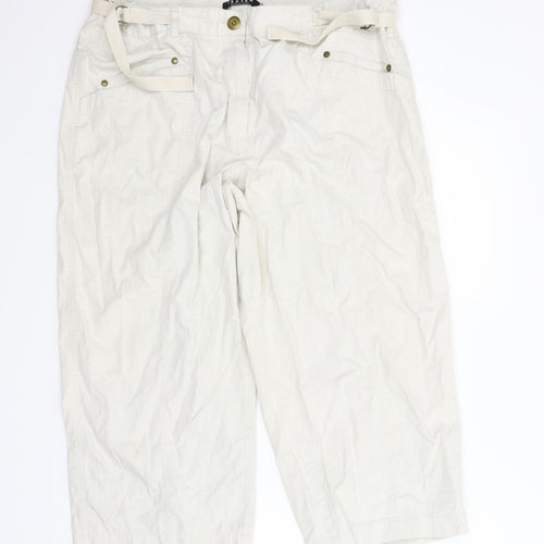 Jensen Womens Beige   Capri Trousers Size L L24.5 in