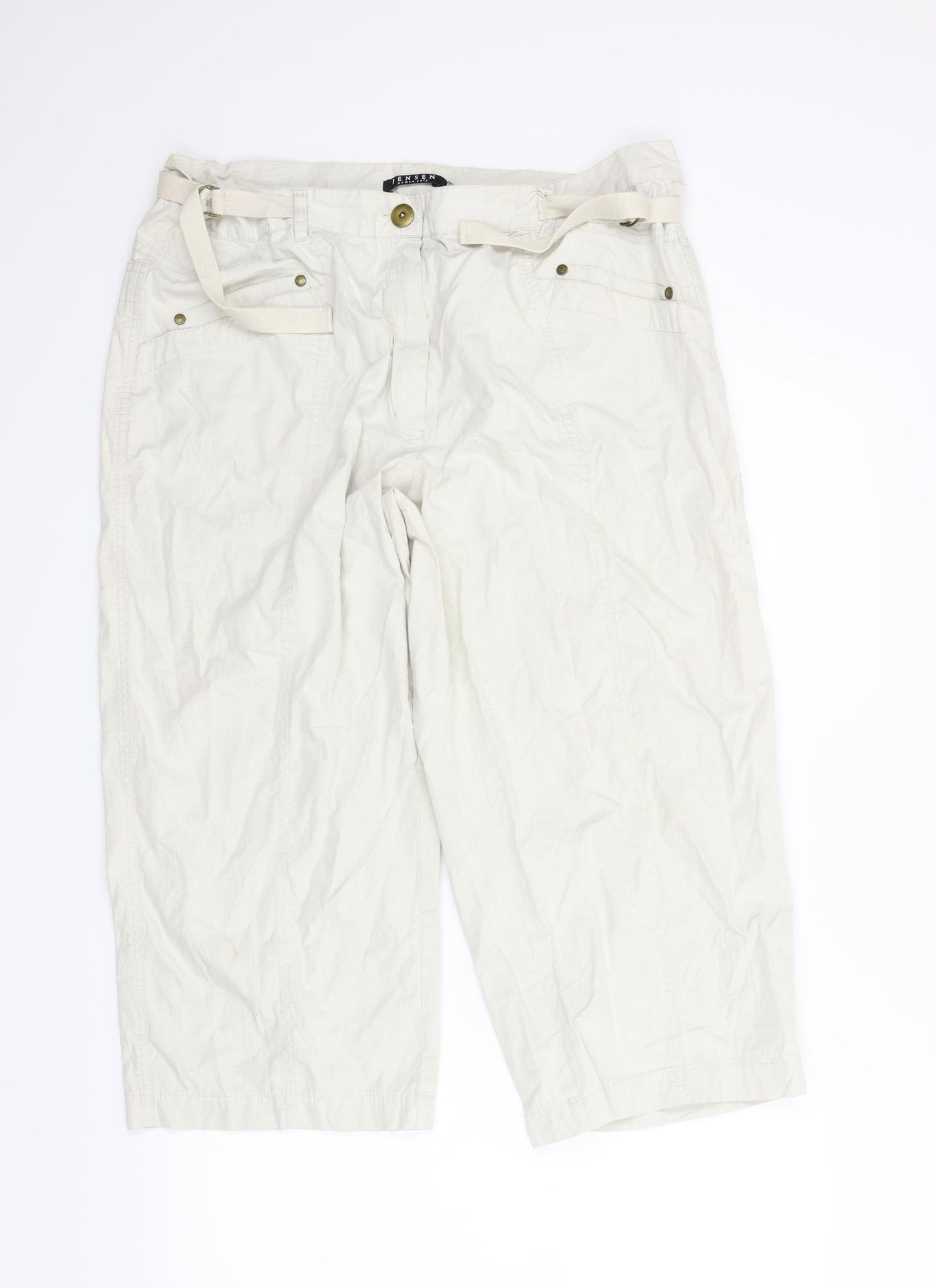 Jensen Womens Beige   Capri Trousers Size L L24.5 in