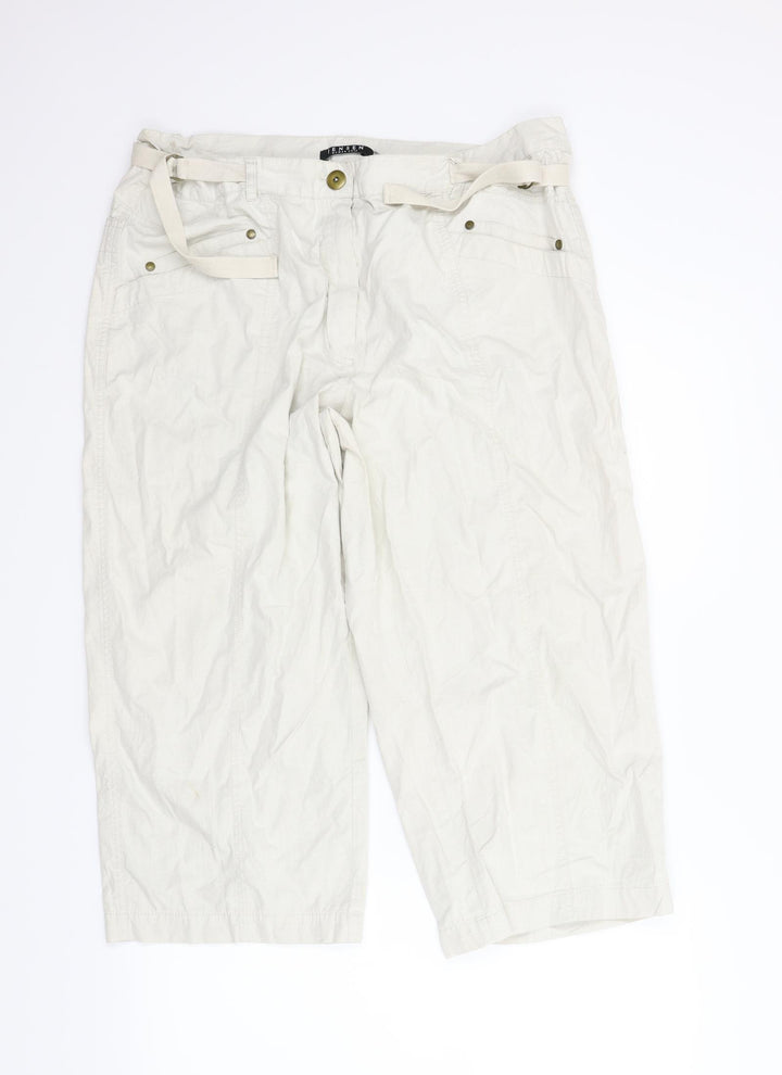 Jensen Womens Beige   Capri Trousers Size L L24.5 in