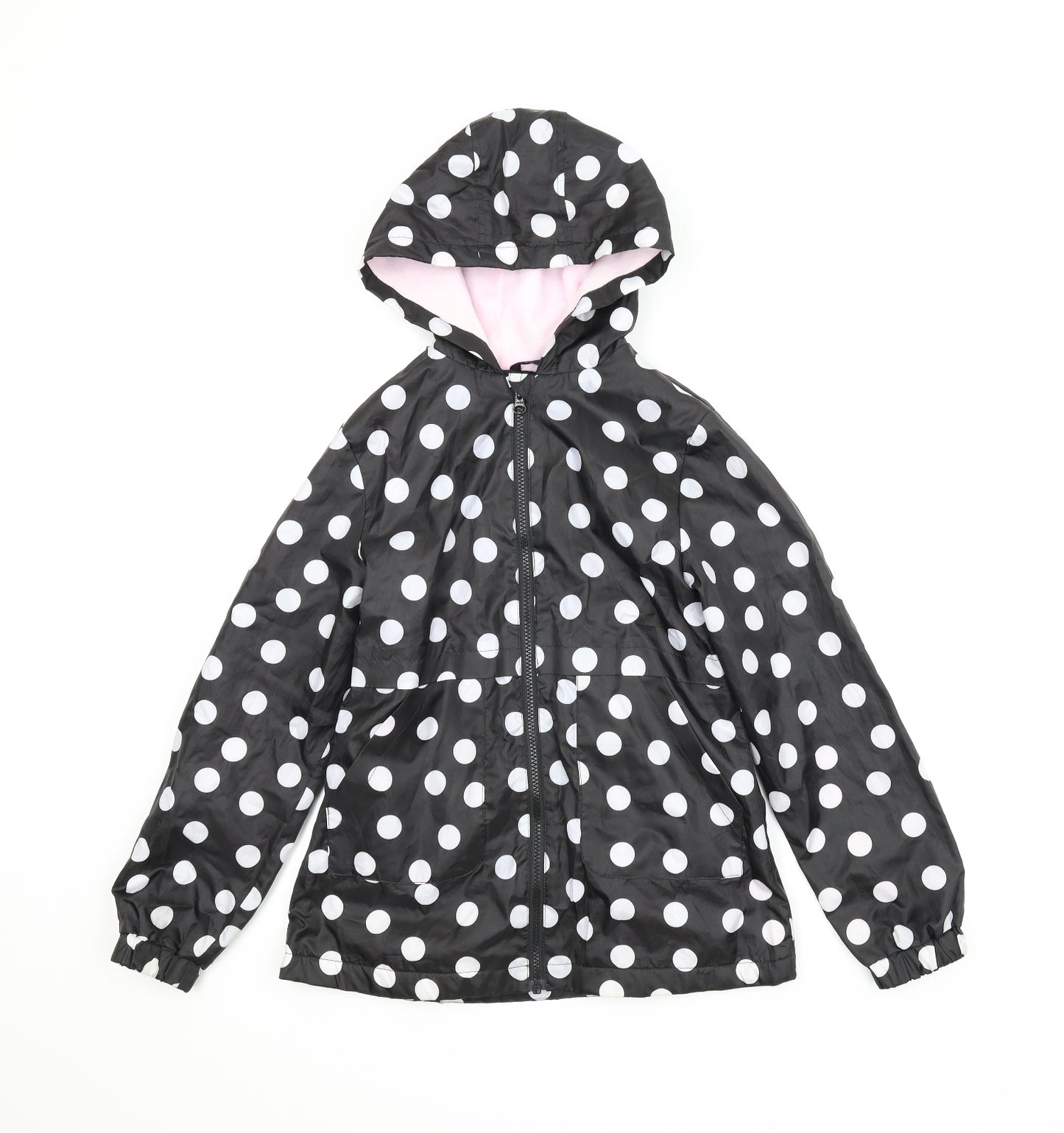 George Girls Black Polka Dot  Rain Coat Coat Size 10-11 Years