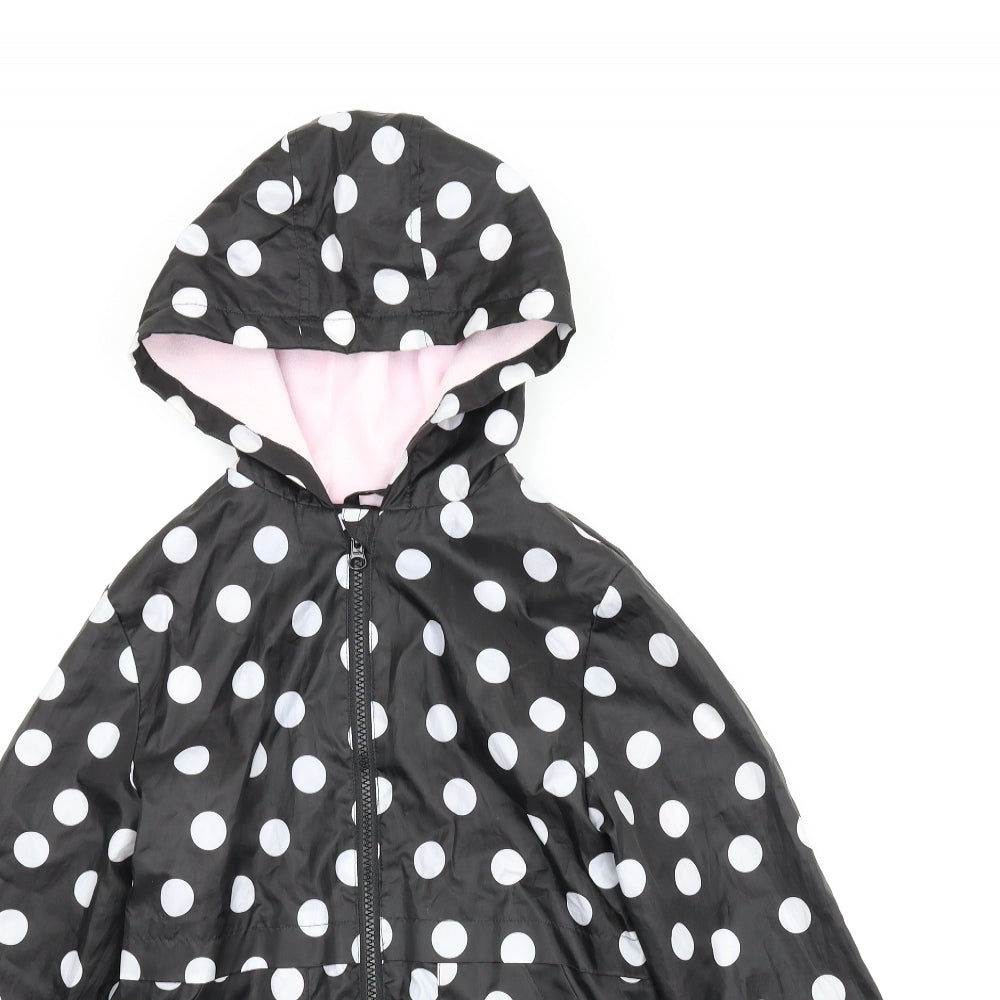 George Girls Black Polka Dot  Rain Coat Coat Size 10-11 Years
