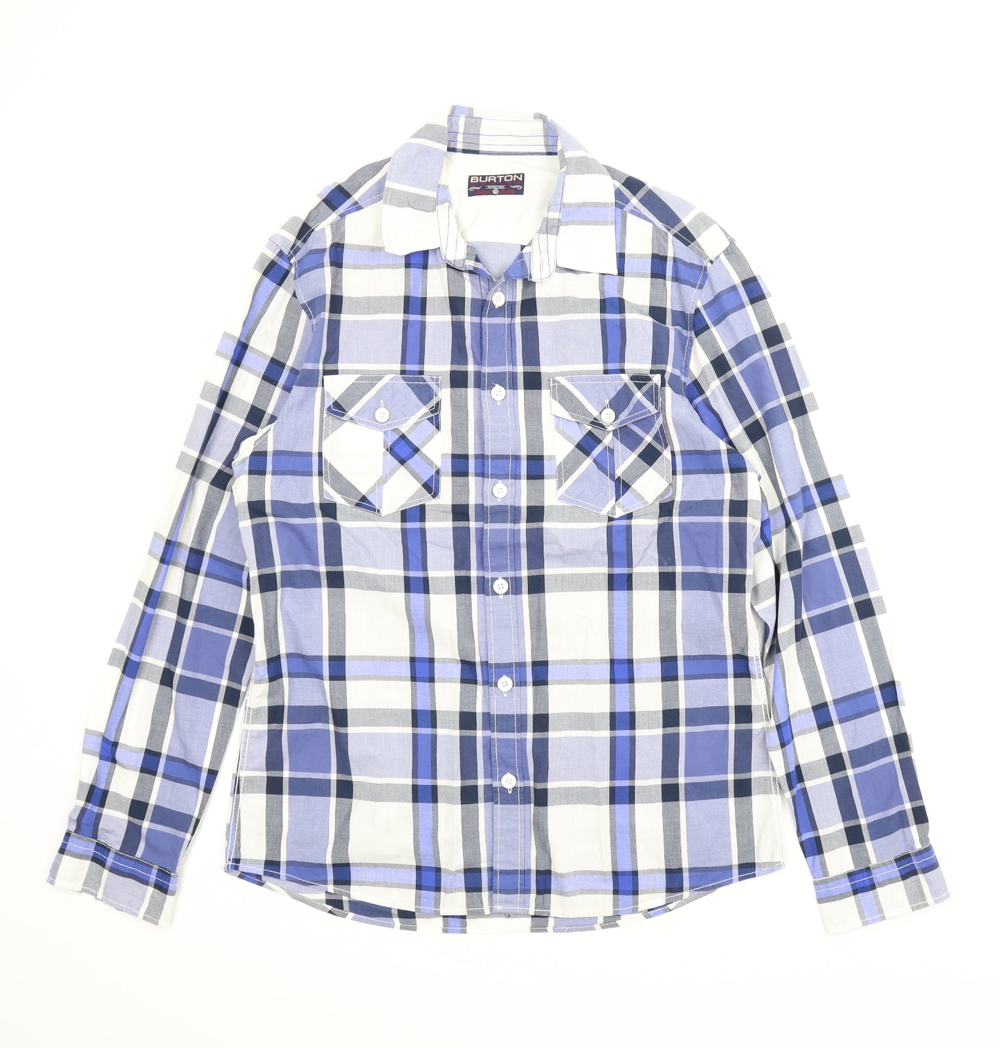 Burton Mens Blue Plaid   T-Shirt Size M