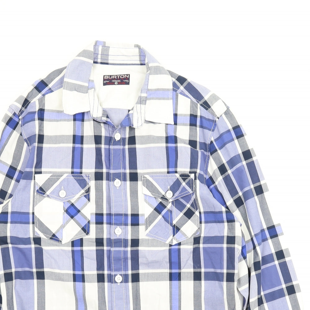 Burton Mens Blue Plaid   T-Shirt Size M