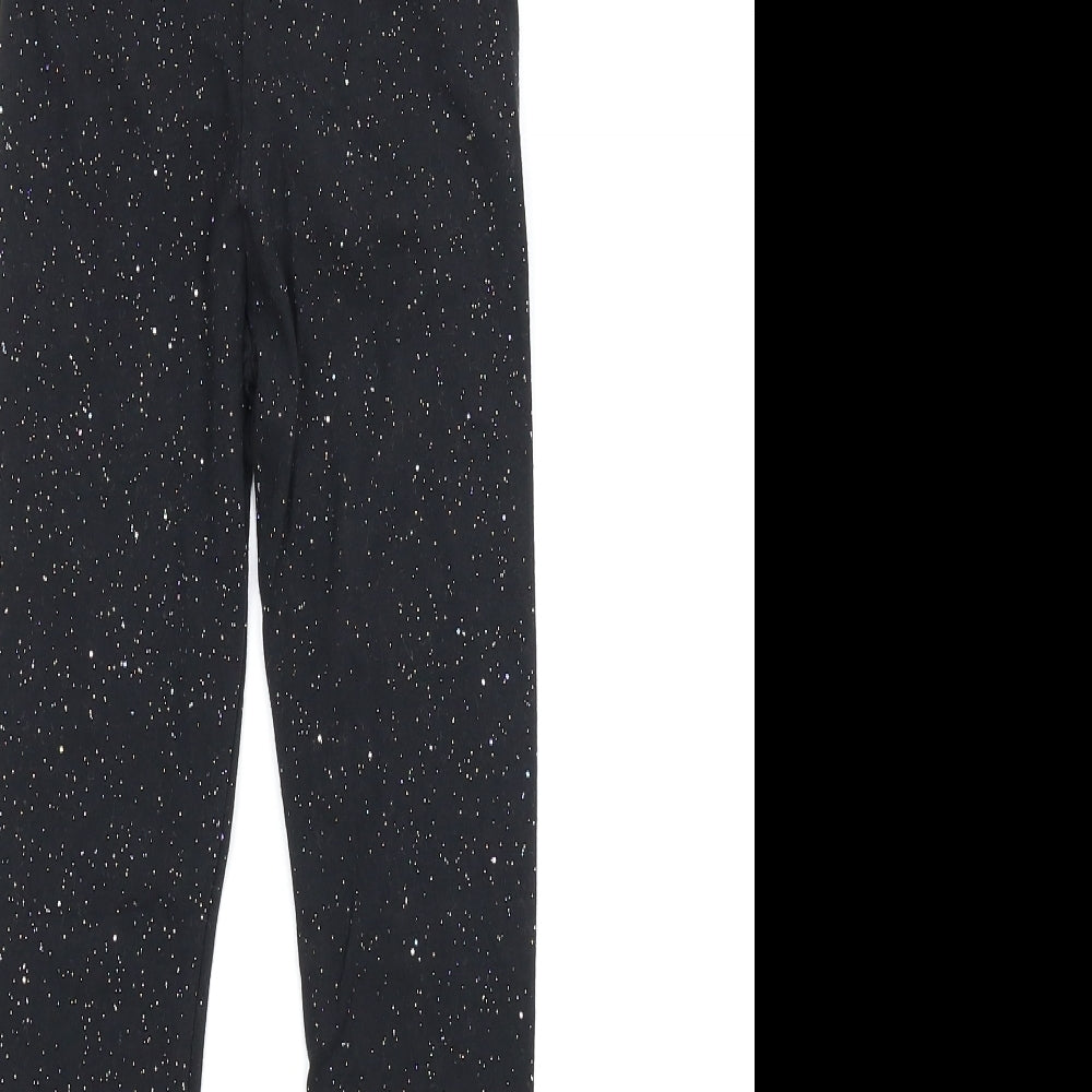 F&F Girls Black Flecked  Carrot Trousers Size 9-10 Years - Glitter leggings