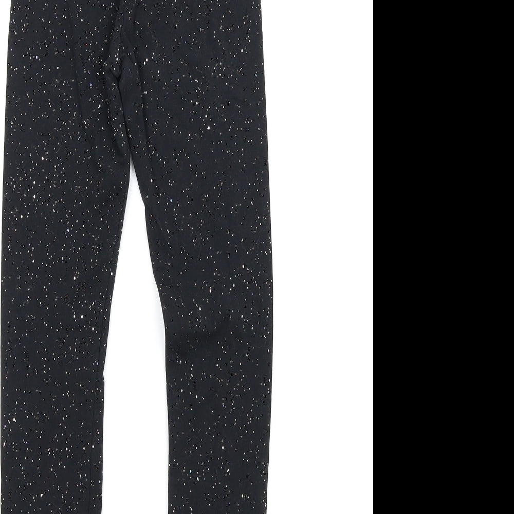 F&F Girls Black Flecked  Carrot Trousers Size 9-10 Years - Glitter leggings