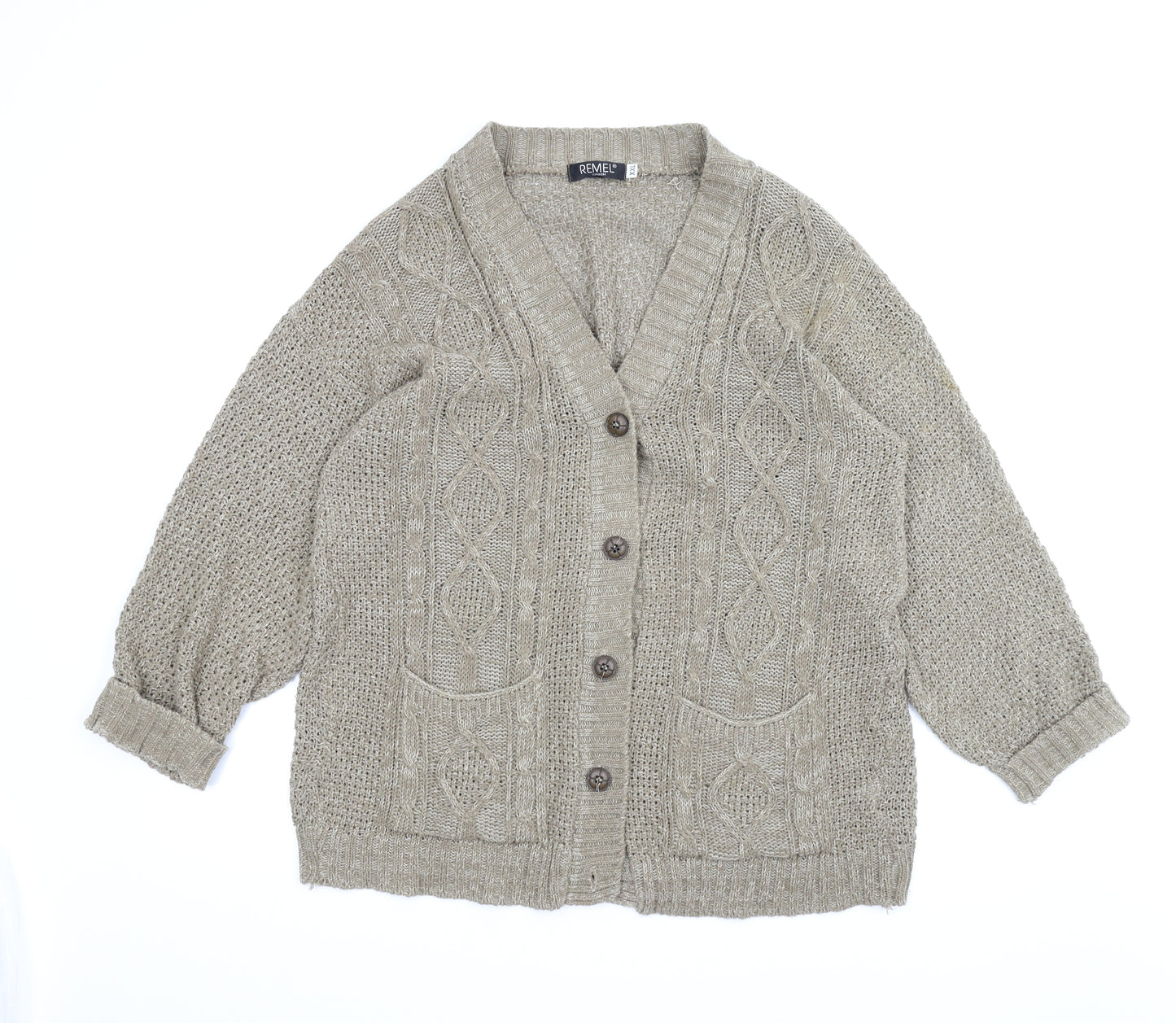 Remel Womens Brown   Cardigan Jumper Size 2XL