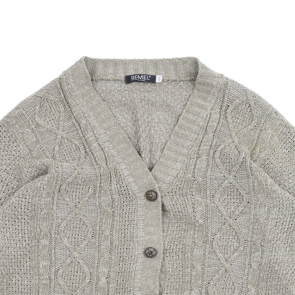 Remel Womens Brown   Cardigan Jumper Size 2XL