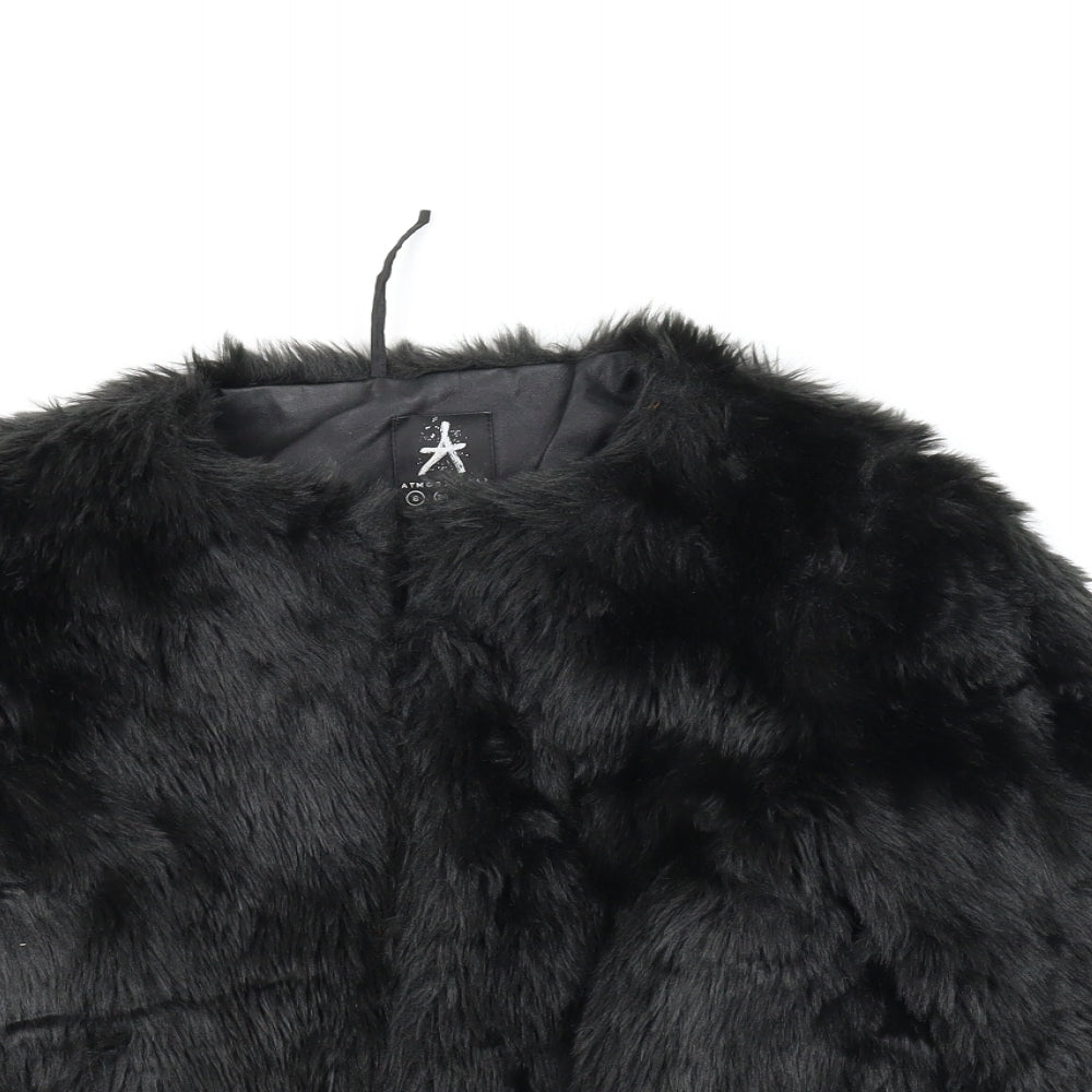 Atmosphere Womens Black   Jacket Coat Size 8  - Channel style fluffy coat