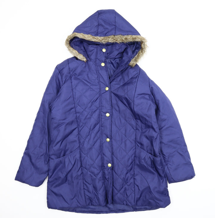 Anne De Lancay Womens Blue   Quilted Coat Size M