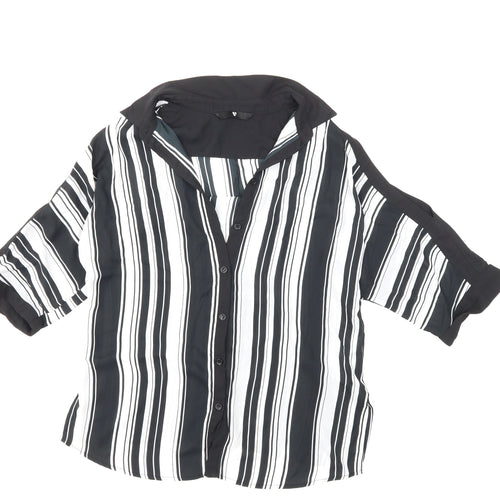 Very Womens Black Striped  Basic Blouse Size 10